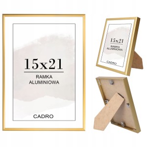RAMKA NA ZDJĘCIA ZŁOTA RAMA ALUMINIOWA A5 15x21