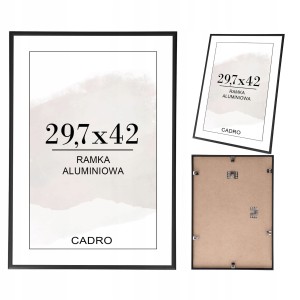 RAMKA NA ZDJĘCIA CZARNA RAMA ALUMINIOWA 29,7x42