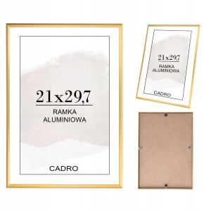 RAMKA NA ZDJĘCIA ZŁOTA RAMA ALUMINIOWA A4 21x29,7