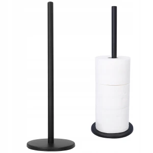 Stojak na papier toaletowy stalowy czarny mat 45cm